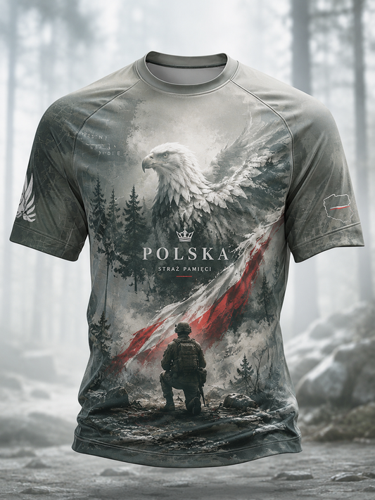 Męski t-shirt wojskowy polskich sił zbrojnych z krótkim rękawem