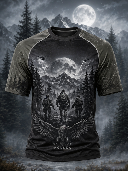 Męski t-shirt wojskowy polskich sił zbrojnych z krótkim rękawem