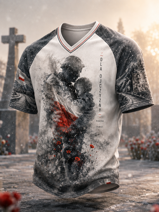 Męski t-shirt wojskowy polski z dekoltem w kształcie litery V