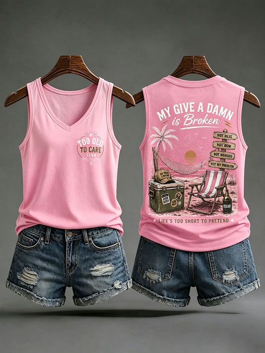 Damskie tankini z napisem „my give a damn is broken”