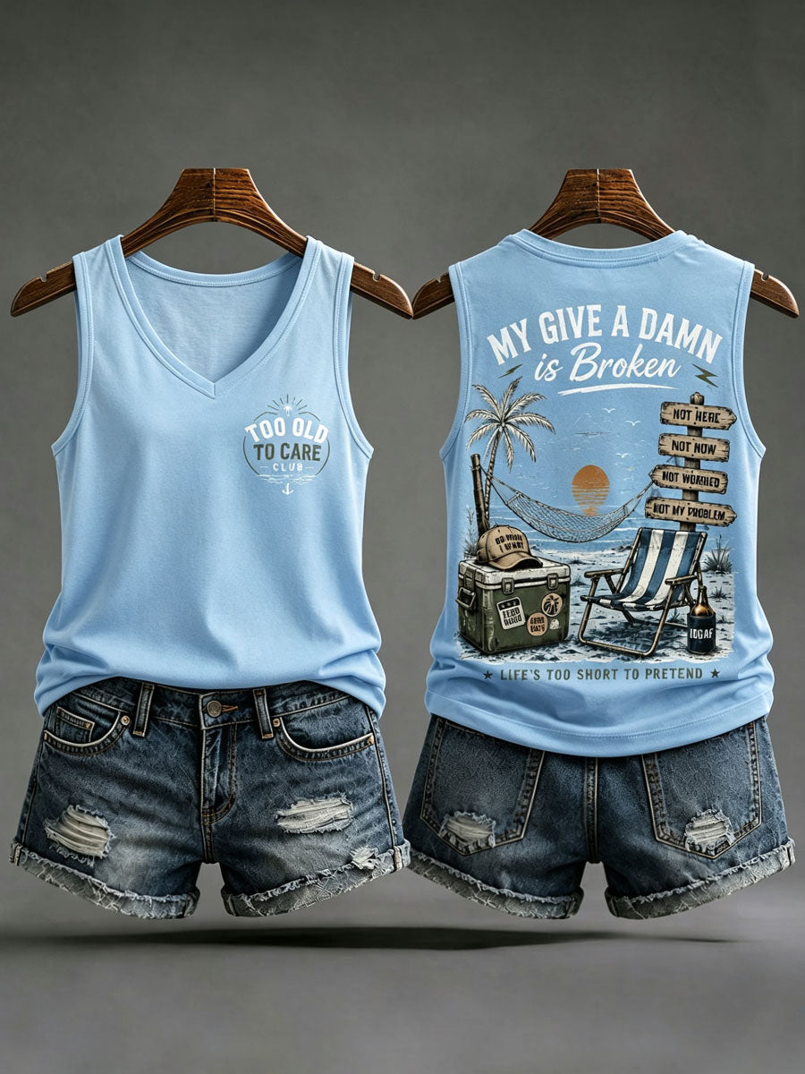Damskie tankini z napisem „my give a damn is broken”