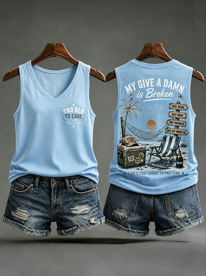 Damskie tankini z napisem „my give a damn is broken”