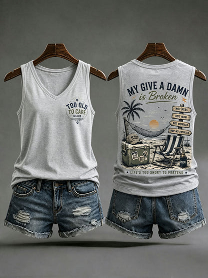 Damskie tankini z napisem „my give a damn is broken”