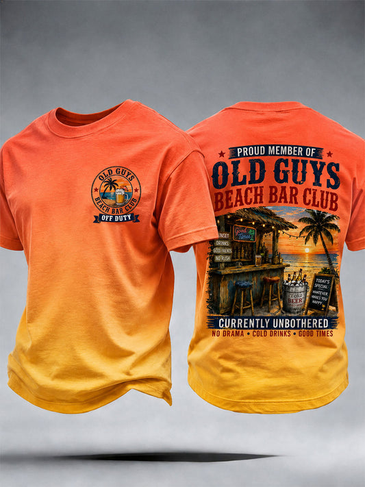 Męski klubowy t-shirt z motywem „Old Guys Beach Bar”