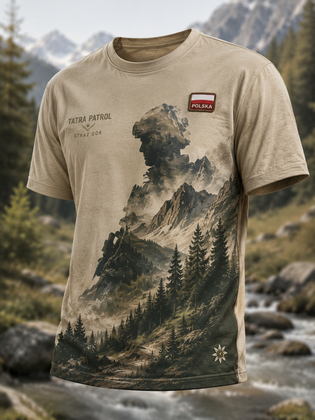 Męski t-shirt wojskowy polskich sił zbrojnych z krótkim rękawem