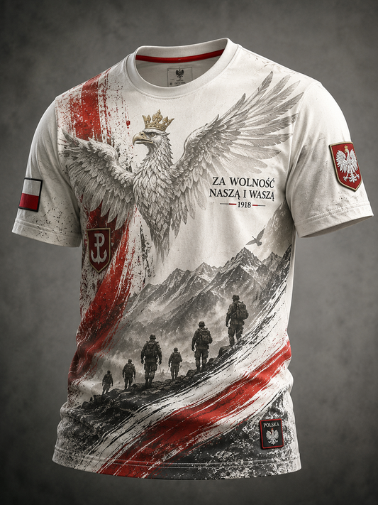 Męski t-shirt wojskowy polskich sił zbrojnych z krótkim rękawem