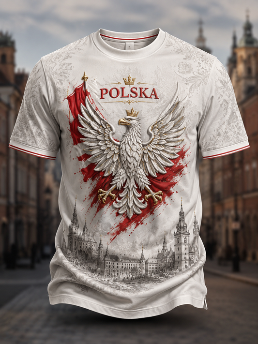 Męski t-shirt z krótkim rękawem z Polską
