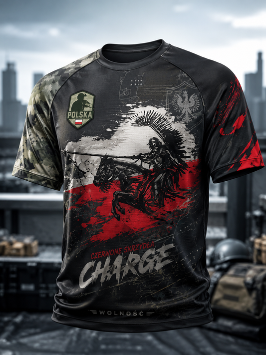 Męski t-shirt wojskowy polskich sił zbrojnych z krótkim rękawem