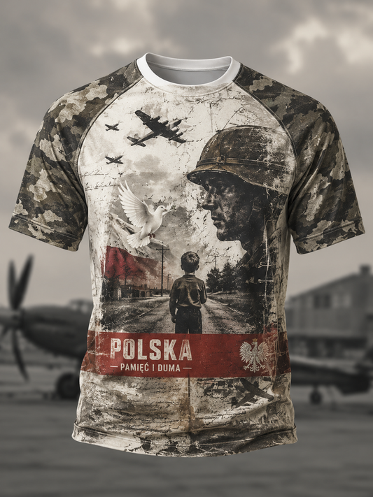 Męski t-shirt wojskowy polskich sił zbrojnych z krótkim rękawem