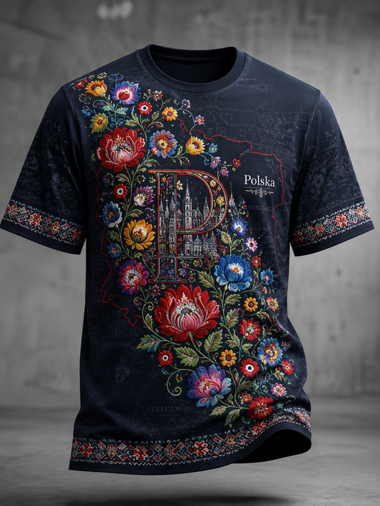 Męski t-shirt z krótkim rękawem z Polską
