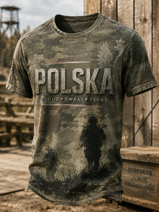 Męski t-shirt wojskowy polskich sił zbrojnych z krótkim rękawem