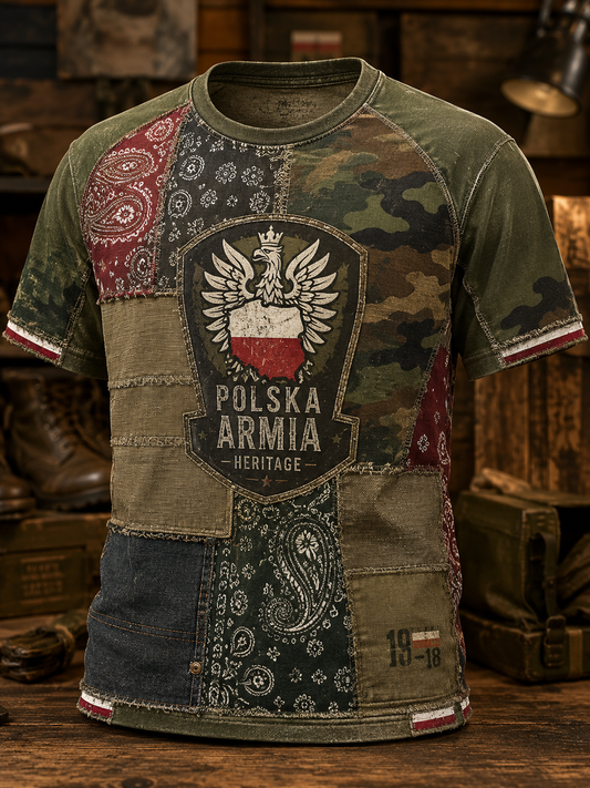 Męski t-shirt wojskowy polskich sił zbrojnych z krótkim rękawem