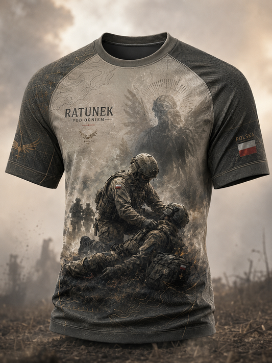Męski t-shirt wojskowy polskich sił zbrojnych z krótkim rękawem