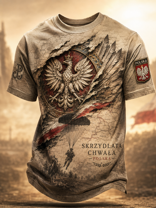 Męski t-shirt wojskowy polskich sił zbrojnych z krótkim rękawem