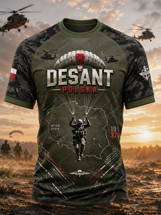 Męski t-shirt wojskowy polskich sił zbrojnych z krótkim rękawem