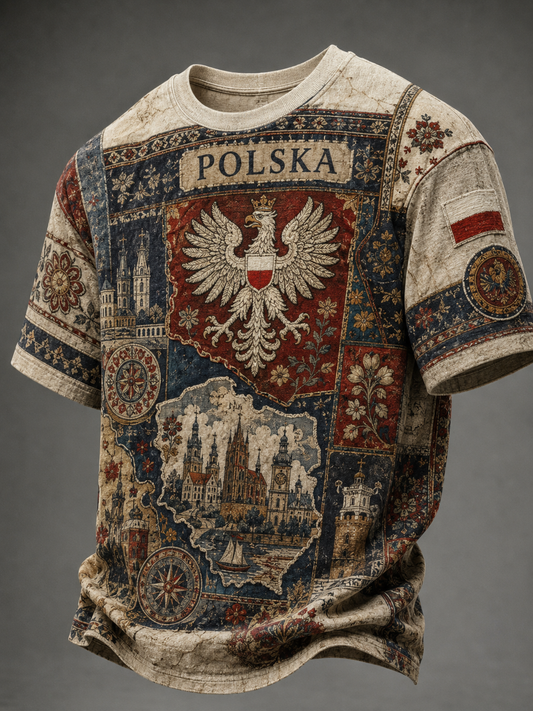 Męski t-shirt z krótkim rękawem z Polską