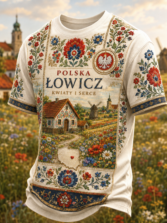 Męski t-shirt z krótkim rękawem z Polską