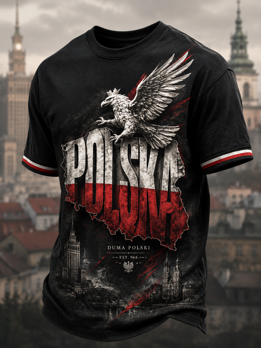 Męski t-shirt z krótkim rękawem z Polską