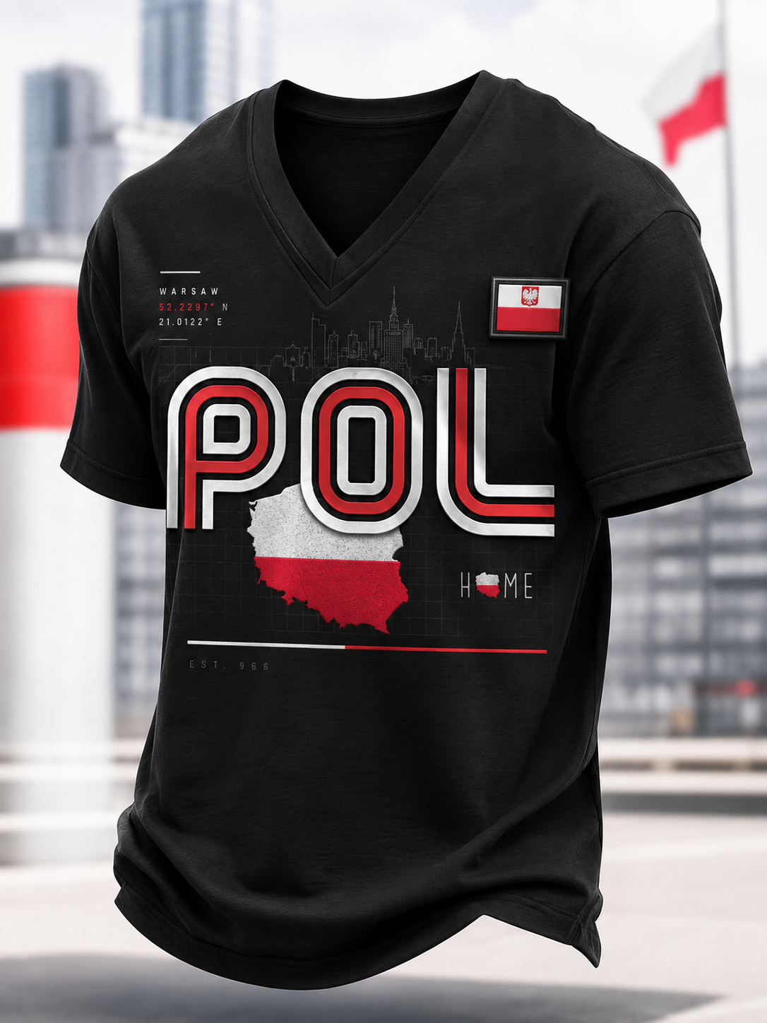 Męski t-shirt z krótkim rękawem z Polską