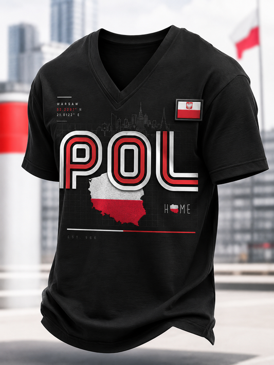 Męski t-shirt z krótkim rękawem z Polską