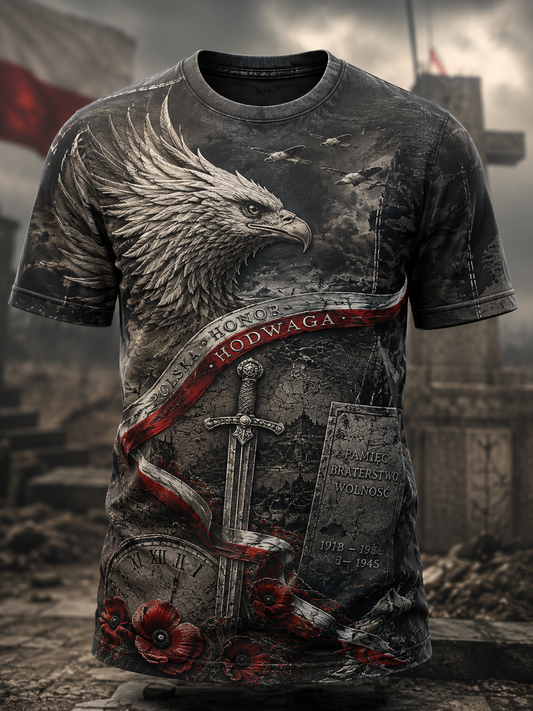 Męski t-shirt wojskowy polskich sił zbrojnych z krótkim rękawem