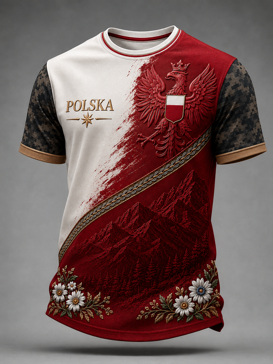 Męski t-shirt z krótkim rękawem z Polską