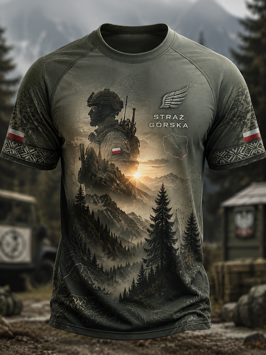 Męski t-shirt wojskowy polskich sił zbrojnych z krótkim rękawem