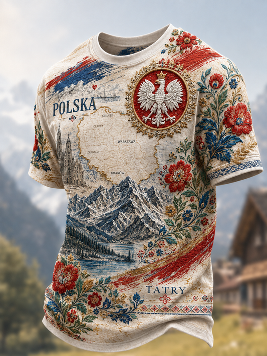 Męski t-shirt z krótkim rękawem z Polską