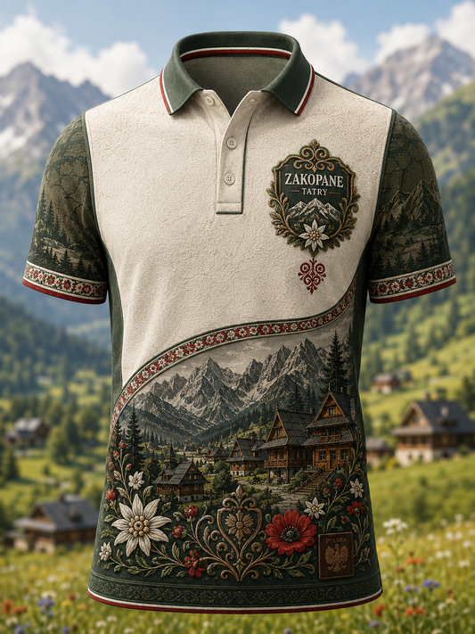 Męski Polski Zakopane Mountain Folk Festival Koszula z krótkim rękawem
