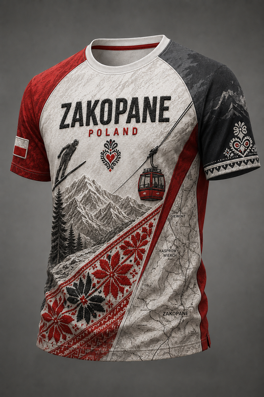 Męski Polski Zakopane Mountain Folk Festival Koszulka z krótkim rękawem