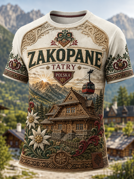 Męski t-shirt z krótkim rękawem, polski festiwal ludowy górski w Zakopanem