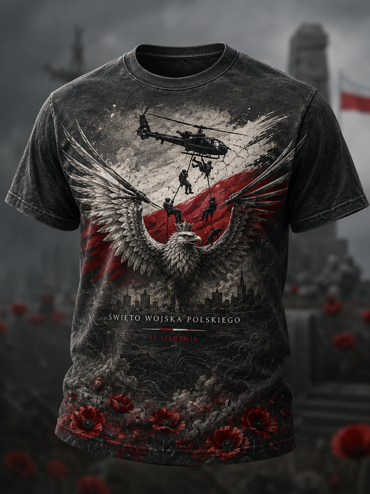 Męski t-shirt wojskowy polskich sił zbrojnych z krótkim rękawem
