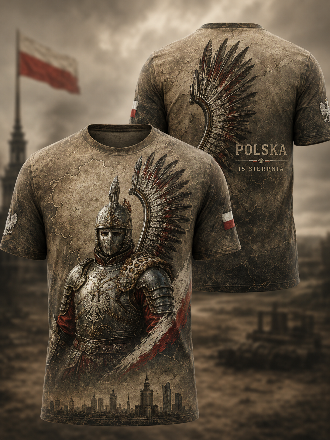 Męski t-shirt wojskowy polskich sił zbrojnych z krótkim rękawem