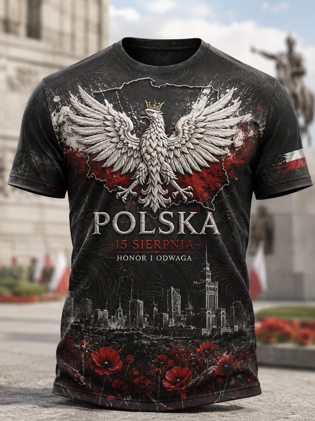 Męski t-shirt wojskowy polskich sił zbrojnych z krótkim rękawem