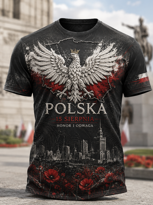 Męski t-shirt wojskowy polskich sił zbrojnych z krótkim rękawem