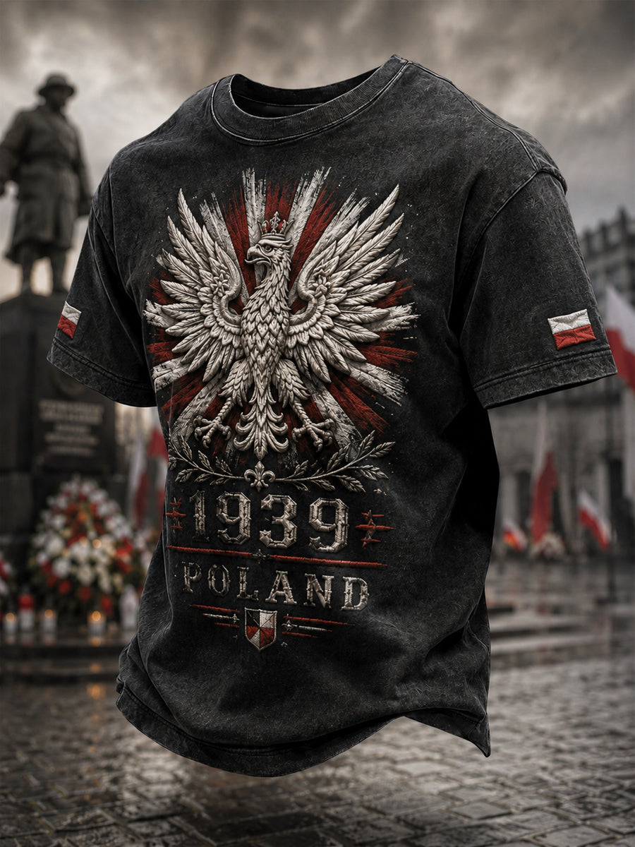 Vintage Polski Orzeł Weteran Pamiątkowy 1939 Casual T-Shirt