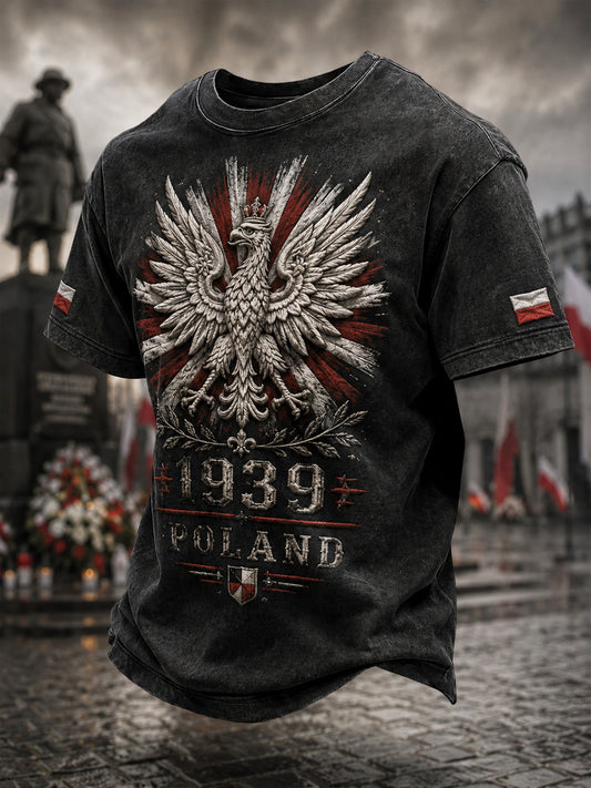 Vintage Polski Orzeł Weteran Pamiątkowy 1939 Casual T-Shirt