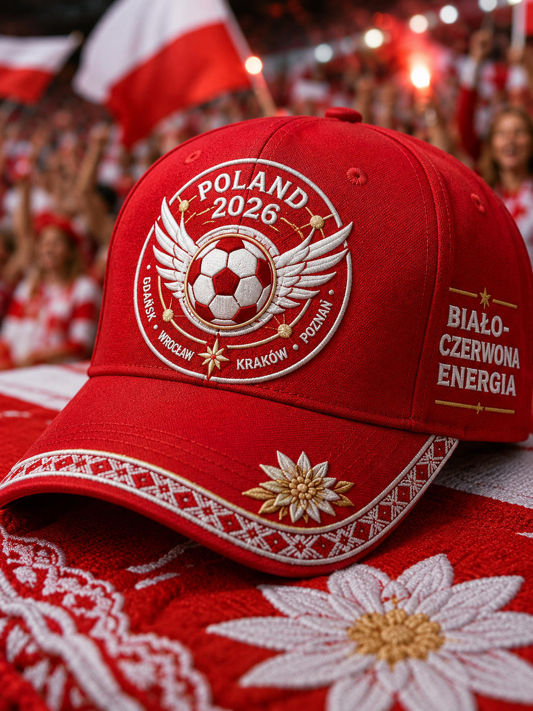 Polska piłka nożna dla kobiet unisex kapelusz