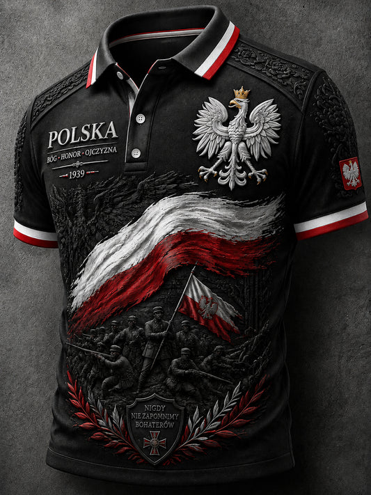 Pamiątkowa koszulka polo w stylu vintage z polskim orłem