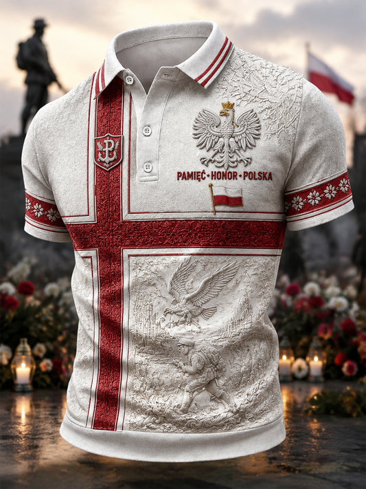 Retro polska pamiątkowa klasyczna koszulka polo