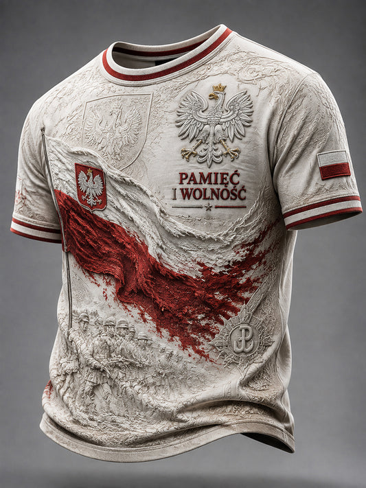 Vintage Polski Orł Godło Pamiątkowy Casual T-Shirt