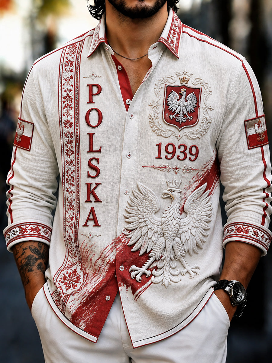 Koszula z polskimi pamiątkami w stylu vintage