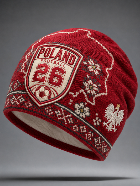 Polska piłka nożna Vintage jesień i zima ciepły zimny kapelusz z dzianiny