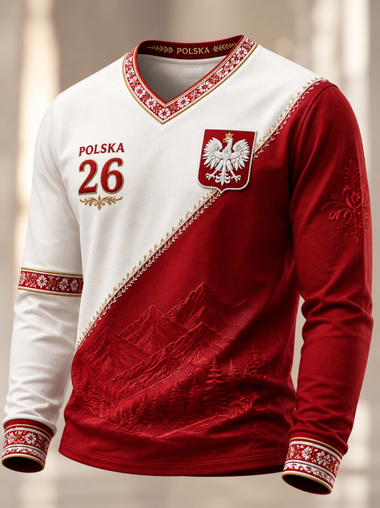 Męska Polska Koszulka z długim rękawem