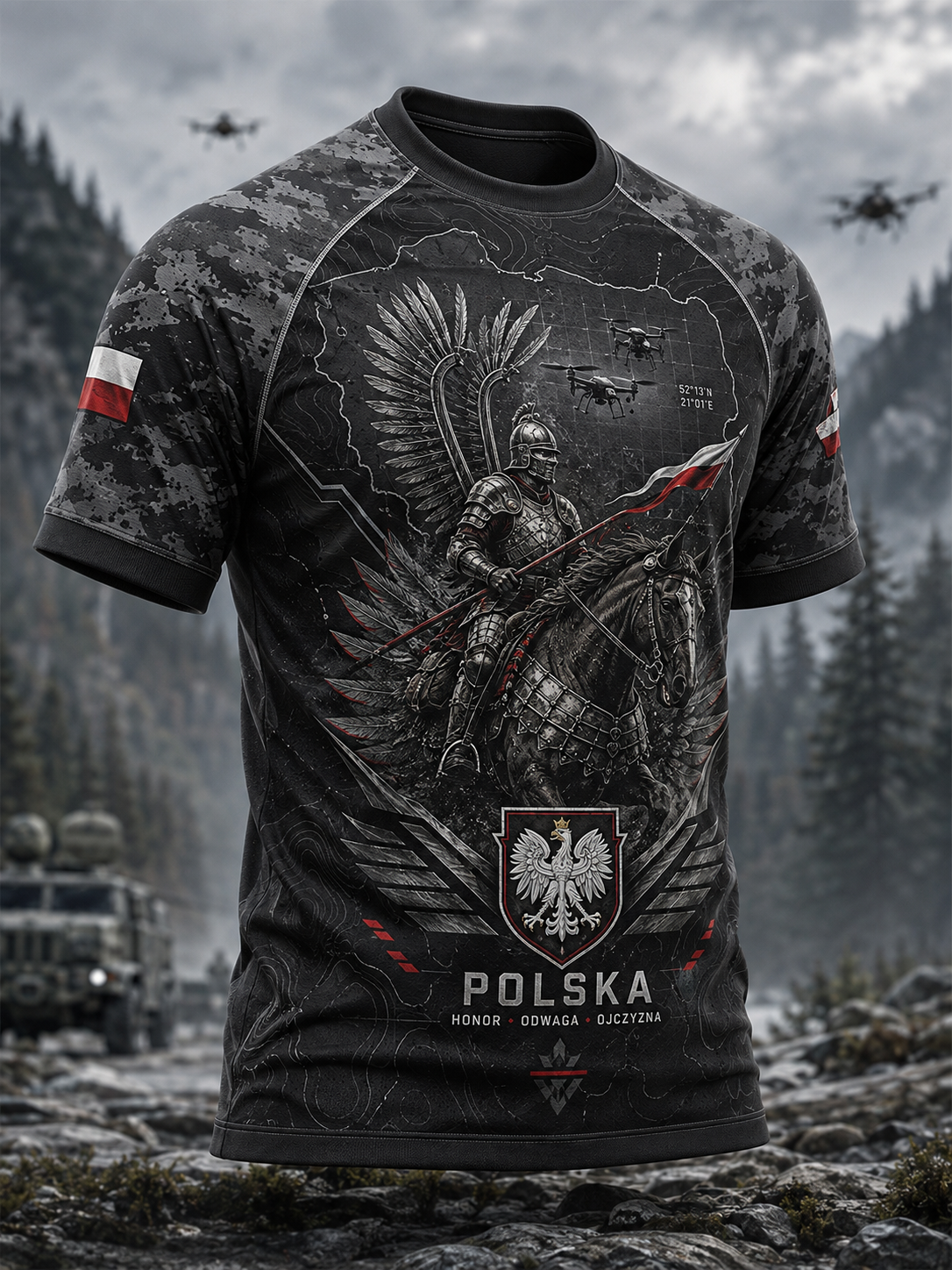 Męska Koszulka z krótkim rękawem Wojsk Polskich