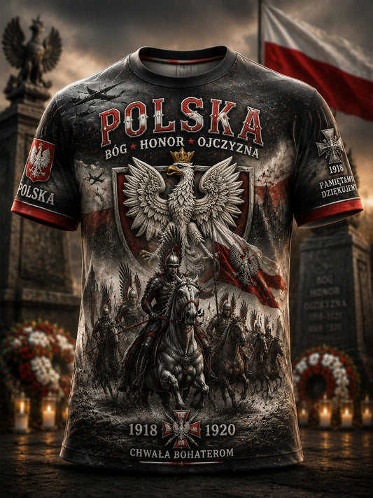 Stary polski koszulka codzienna z motywem orła kawalerii