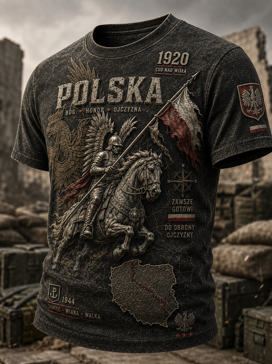 Męski t-shirt wojskowy polskich sił zbrojnych z krótkim rękawem