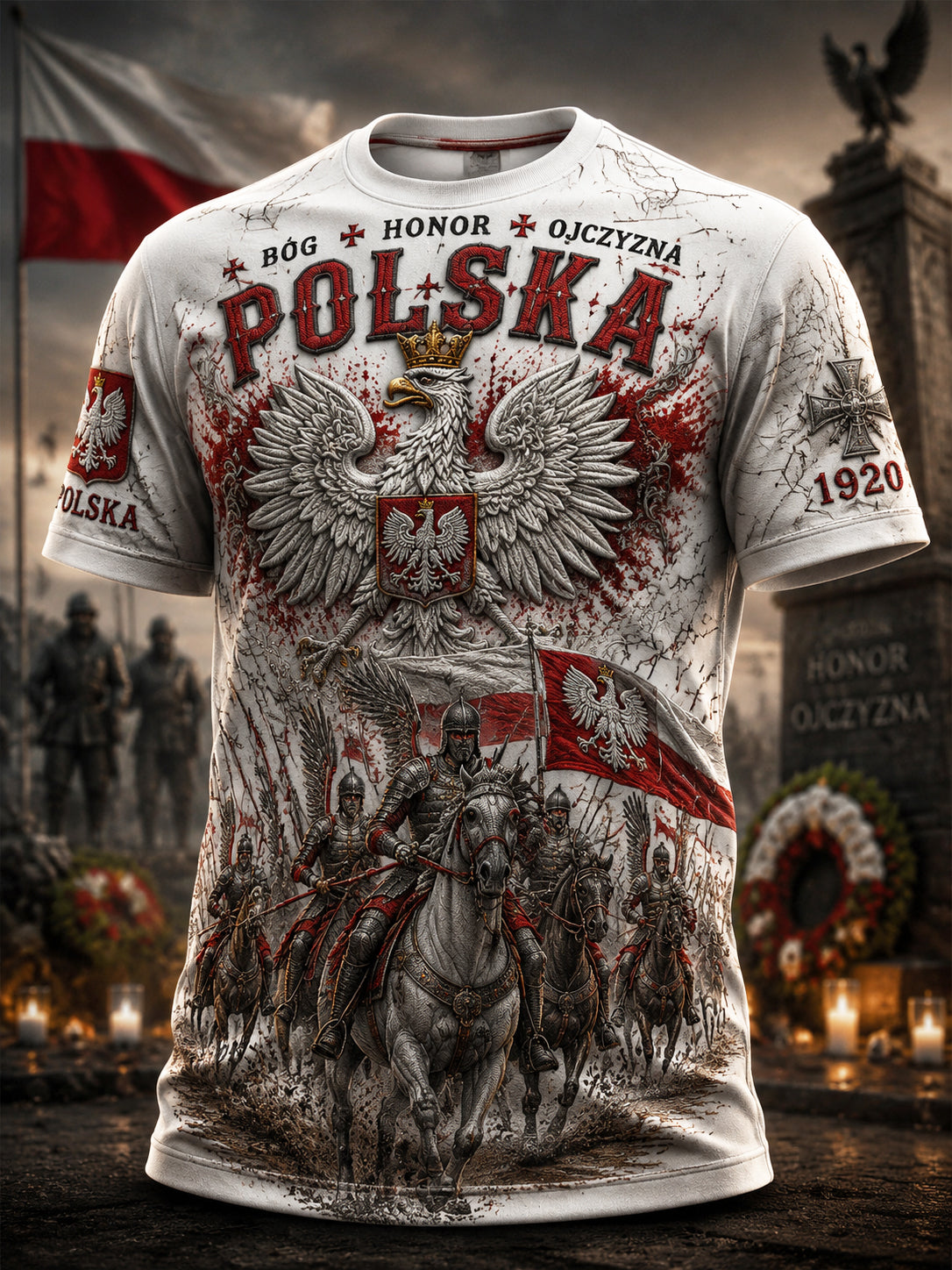 Stary, polski, patriotyczny, kawaleryjski, okolicznościowy t-shirt na co dzień