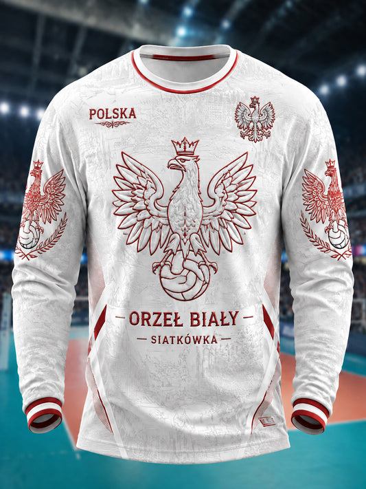 Klasyczny T-shirt z długim rękawem z polskim dumą siatkarską
