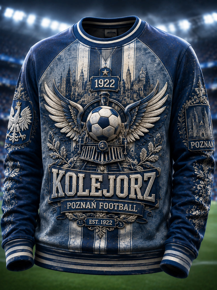 Stary graficzny sweter dla polskiego kibica piłki nożnej